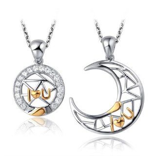 Interlocking Heart His and Hers Couples Necklaces Set for 2 Jewelry