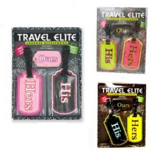 His Hers Elite Luggage Tags Travel Bag Keychain Id Baggage Backpack Badge Holder Clothing