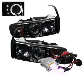 High Performance Xenon HID Dodge Ram 1500 / Ram 2500/3500 ( Non Sport Model ) 1PC Halo LED ( Replaceable LEDs ) Projector Headlights with Premium Ballast   Smoke with 12000K Violet HID: Automotive