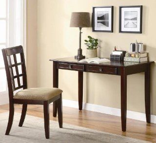 2pc Home Office Writing Desk and Chair in Brown Finish   Home Office Furniture Sets