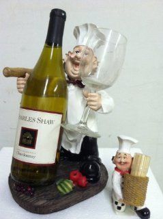 Wine and glass fat Italian chef holder + matching toothpick holder   Home Decor Accents