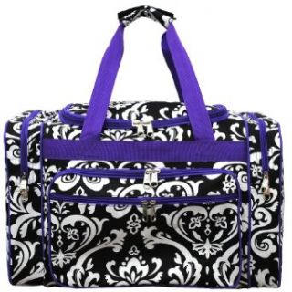New Damask Print Medium Carry on Shoulder Duffle Bag purple: Clothing