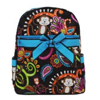 Adorable Monkey IslandTM Canvas Backpack turquoise: Clothing