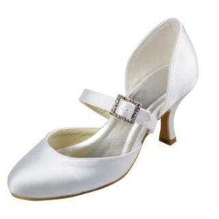 Minitoo GYAYL249 Womens Kitten Heel Closed Toe Satin Evening Party Bridal Wedding Mary Jane Shoes: Pumps Shoes: Shoes