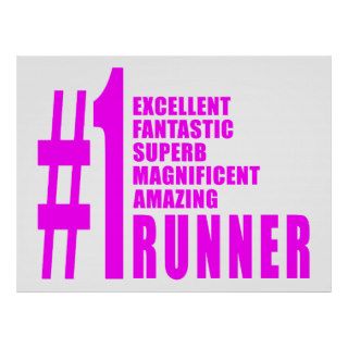 Girls Running Runners : Pink Number One Runner Posters