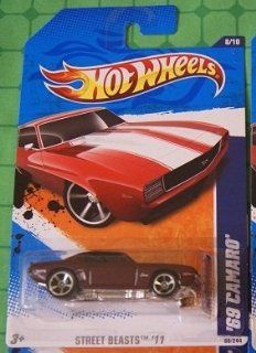 2011 Hot Wheels 88/244   Street Beasts 8/10   '69 Camaro (Metallic Burgundy Red): Toys & Games