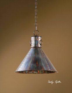 15" Rustic Industrial Style Colorful Oxidized Metal Mini Ceiling Pendant Light  