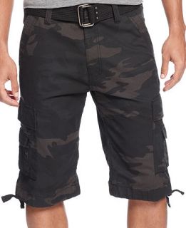 Royal Premium Denim Contrast Camo Shorts & Webbing Belt   Shorts   Men