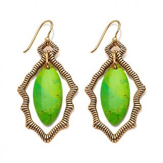Studio Barse Lime Green Turquoise Textured Bronze Drop Earrings