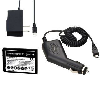CommonByte For HTC T Mobile Google G1 Battery+Car+Travel Charger Cell Phones & Accessories