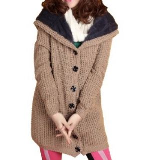 ELLAZHU Women Knitwear Cold Weather Hooded Sweater Coat Onesize GY237 Khaki at  Womens Clothing store: Cardigan Sweaters
