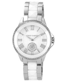 Vince Camuto Watch, Womens White Ceramic and Stainless Steel Bracelet 35mm VC 5047WTSV   Watches   Jewelry & Watches
