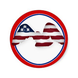 American Flag Flying Eagle Silhouette Round Sticker