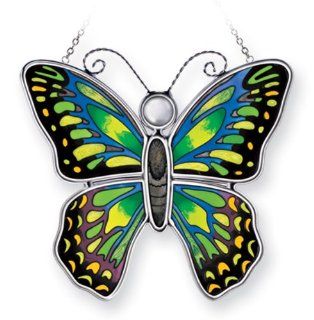 Amia 8262 Ornithoptera Paradisea Butterfly Suncatcher, Hand painted Glass, 5 1/4 Inch W by 5 Inch L : Patio, Lawn & Garden