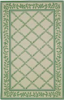 Safavieh Chelsea Collection HK230B Hand Hooked Ivory and Light Green Wool Oval Area Rug, 7 Feet 6 Inch by 9 Feet 6 Inch  