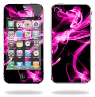 MightySkins Protective Vinyl Skin Decal Cover for Apple iPhone 4 or iPhone 4S AT&T or Verizon 16GB 32GB Cell Phone Sticker Skins Pink Flames: Computers & Accessories