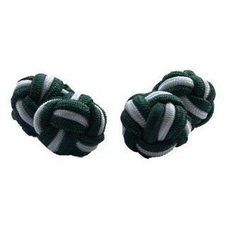 Dark Green & White Silk Knot Cufflinks  Cuffs & Co: Cuff Links: Jewelry