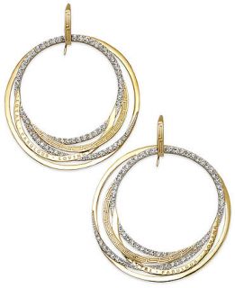 SIS by Simone I Smith Forever Shaunie 18k Gold over Sterling Silver Earrings, Crystal Eternity Hoop Earrings (1.3 1.8mm)   Earrings   Jewelry & Watches