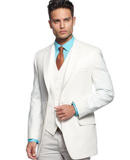 Sean John Jacket and Vest, White Linen   Suits & Suit Separates   Men