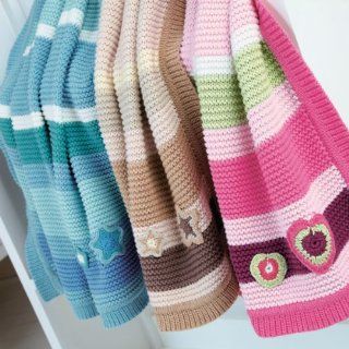 Clair de Lune   Natural Multi Stripe Knitted Pram Blanket : Nursery Bed Blankets : Baby