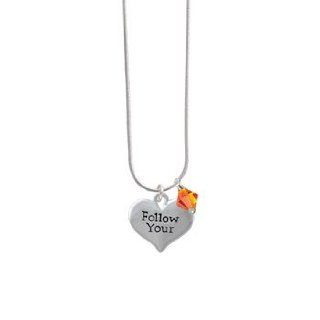 Follow Your Heart Fire Opal Swarovski Bicone Charm Necklace [Jewelry]: Pendant Necklaces: Jewelry