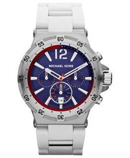 Michael Kors Mens Chronograph White Silicone Wrapped Stainless Steel Bracelet Watch 45mm MK8297   Watches   Jewelry & Watches