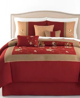 CLOSEOUT! Passion Flower 7 Piece Full Embroidered Comforter Set   Bed in a Bag   Bed & Bath