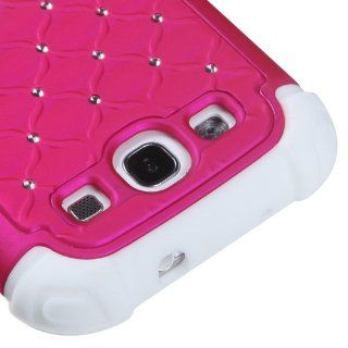 MYBAT ASAMSIIIHPCTDEF208NP Total Defense Dazzling Lattice Design Case for Samsung Galaxy SIII   1 Pack   Retail Packaging   Hot Pink/Solid White: Cell Phones & Accessories
