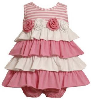 Bonnie Baby Girls Infant Tiered Knit Sundress, Pink, 12 Months Clothing