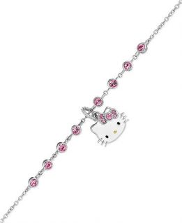 Hello Kitty Sterling Silver Chain and Crystal Kitty Charm Bracelet   Bracelets   Jewelry & Watches