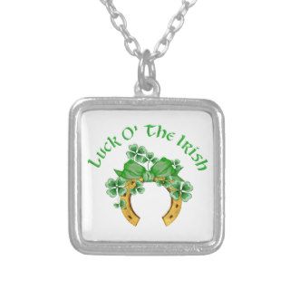 Lucky Irish Horseshoe and Shamrocks Pendants