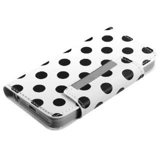 MYBAT Black Polka Dots /White Frosted Book Style MyJacket Wallet (with card slot) (756) ( with Package ) for APPLE iPhone 5: Cell Phones & Accessories
