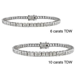 14k Gold 6 to 10ct TDW Princess cut Diamond Bracelet (G H, VS1 VS2) Diamond Bracelets