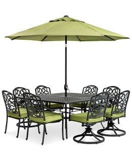 Kenbridge 9 Piece Outdoor Set: 4 Dining Chairs, 4 Swivel Chairs and 64 Square Table   Furniture