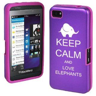 Purple Blackberry Z10 Aluminum & Silicone Hard Case Cover R182 Keep Calm and Love Elephants: Cell Phones & Accessories