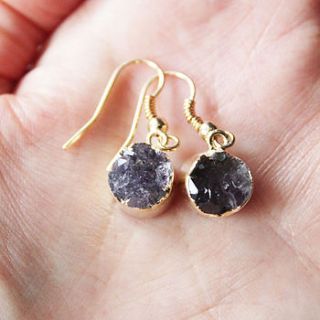 semi precious amethyst dropper earrings by decadorn