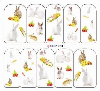 Egoodforyou BLE Water Slide Water Transfer Nail Tattoo Nail Decal Sticker Oil Portray (Rabbits and Sunflowers) with one packaged nail art flower sticker bonus : Beauty