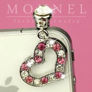 ip192 Cute Crystal LOVE Heart Anti Dust Plug Cover Charm for iPhone 3.5mm Cell Phone: Cell Phones & Accessories