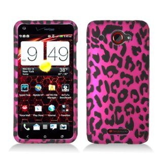 Aimo Wireless HTC6435PCLMT186 Durable Rubberized Image Case for HTC Droid DNA   Retail Packaging   Hot Pink Leopard: Cell Phones & Accessories