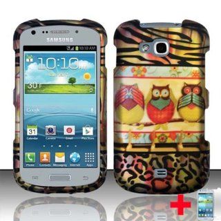 Samsung Galaxy Axiom R830 Admire 2 ZEBRA LEOPARD PATTERN 3 OWLS RUBBERIZED HARD PLASTIC 2 PIECE SNAP ON MOBILE PHONE COVER + SCREEN PROTECTOR, FROM (TRIPLE8ACCESSORIES): Cell Phones & Accessories