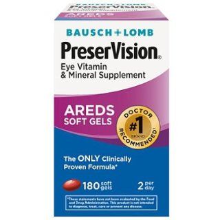 Bausch & Lomb PreserVision Eye Vitamin Supplement   180 Softgels : Energy Drinks : Grocery & Gourmet Food