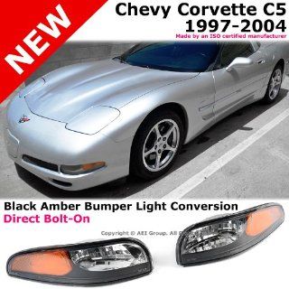 Chevy Corvette 97 04 C5 Black Chrome Housing Amber Bumper Signal Lights Lamp: Automotive