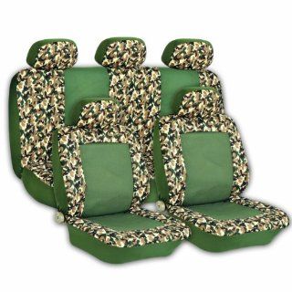 Universal Full Set OF Car Seat Covers 2 TONE GREEN CAMO CAMOUFLAGE SC 176GN: Automotive