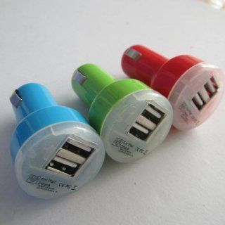 Mini Color Colorful Bullet Dual USB 2 Port Car Charger Adaptor for Iphone 5 3gs 4 4s Ipod Touch Samsung I9300 Note Ii: Cell Phones & Accessories
