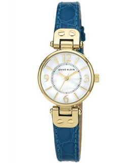 Anne Klein Watch, Womens Teal Leather Strap 26mm AK 1394MPTE   Watches   Jewelry & Watches