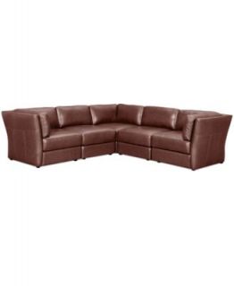 Luke Leather Sectional Sofa, 3 Piece (2 Loveseats and Corner Unit) 101W x 101D x 36H   Furniture