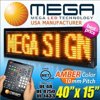 Amber LED Sign   40"x15" Pitch 10mm Outdoor Programmable Scrolling Message Display Board, Animated Images & Multi Languages  Business And Store Signs 