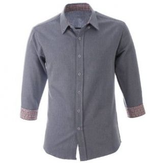 FLATSEVEN Mens Slim Fit 3/4 Sleeve Casual Dress Shirts SH161BL, M at  Mens Clothing store