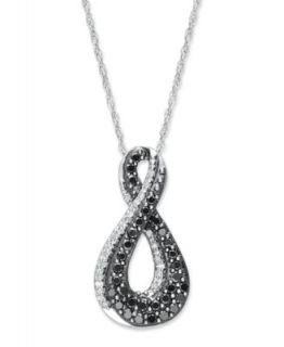 Wrapped in Love Sterling Silver Necklace, Black Diamond and White Diamond Pendant (1 ct. t.w.)   Necklaces   Jewelry & Watches