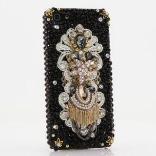 Luxury Bling iphone 5 5S Case Cover Faceplate 3D Swarovski Crystal Pearls Black & Gold Diamond Design (100% Handcrafted by BlingAngels): Cell Phones & Accessories